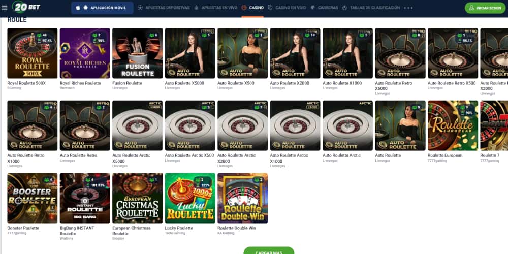 20bet casino catálogo de ruletas