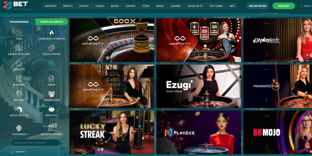 22Bet casino ruletas