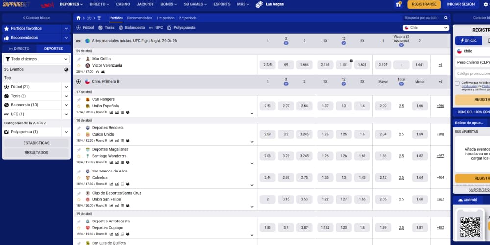 SapphireBet cuotas de apuestas